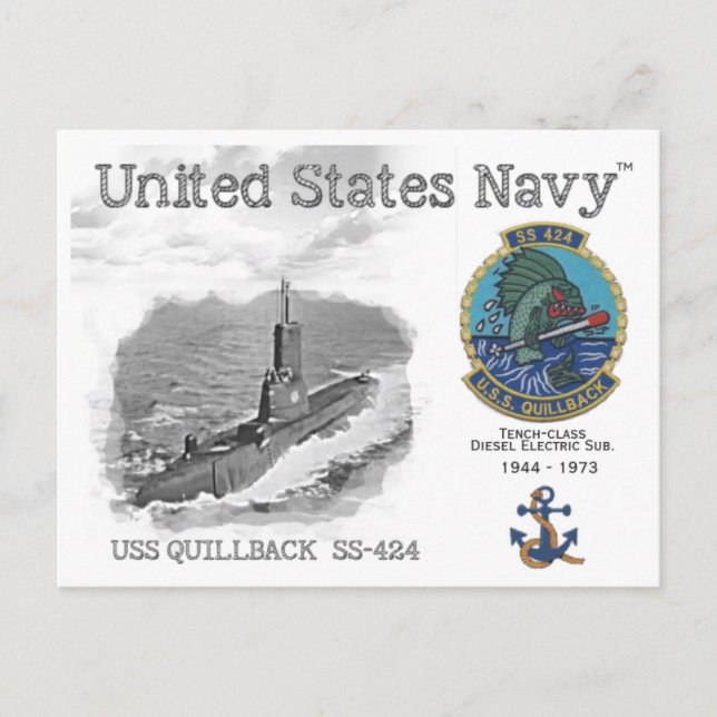 postal submarina USS QUILLBACK SS-424 (Anverso)