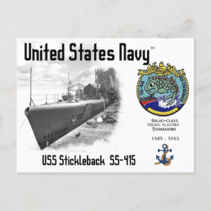 POSTAL SUBMARINO STICKLEBACK SS-415 DE USS