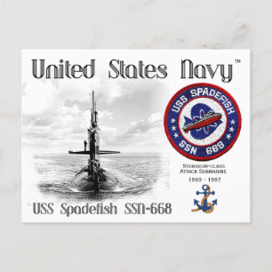 POSTAL SUBMARINO USS SPADEFISH SSN-668