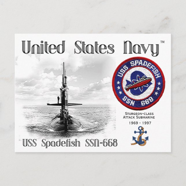 POSTAL SUBMARINO USS SPADEFISH SSN-668 (Anverso)