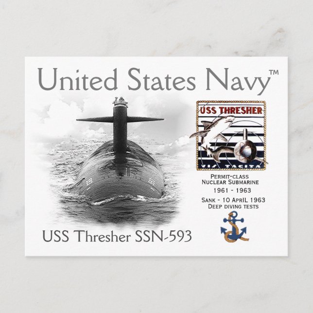 POSTAL SUBMARINO USS THRESHER SSN-593 (Anverso)