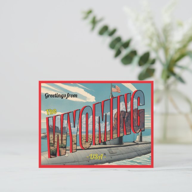 Postal Submarino Wyoming Para La Postcarta Retro De Los E (Anverso de pie)