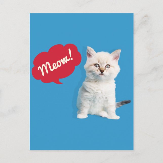 Postal Subtítulo Cute Kitten Meow (Anverso)