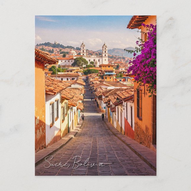 Postal Sucre Bolivia Travel Watercolor (Anverso)