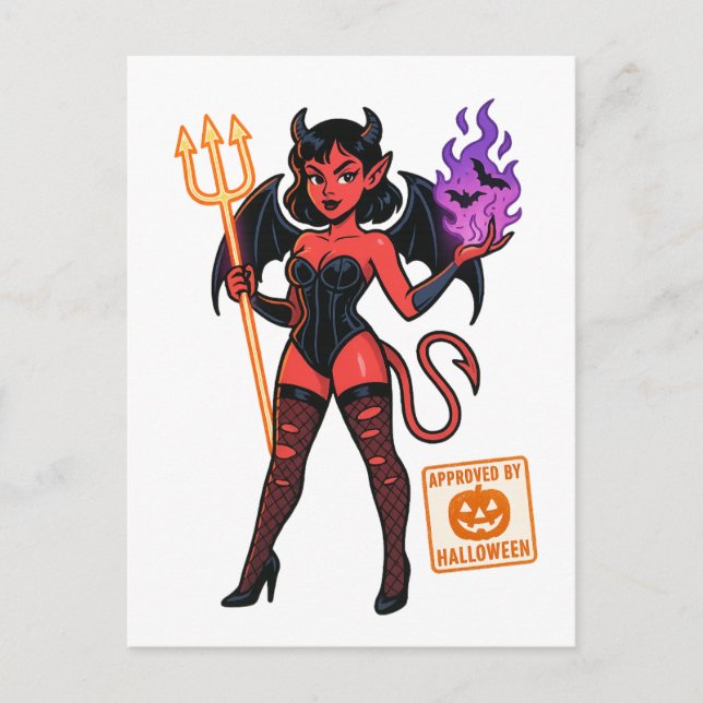Postal Sucubus Personalizado de Halloween - Oscuro y jugu (Anverso)