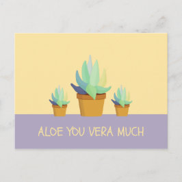 Postal Suculenta divertida de aloe vera púrpura amarilla