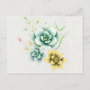Postal Suculenta Minimalista Estilo Acuarela