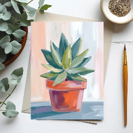 Postal Suculenta Planta de Interior Botánica Acuarela