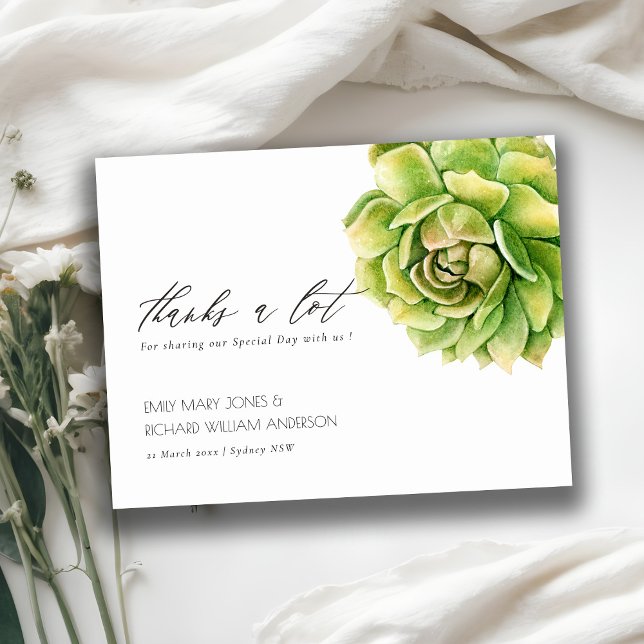 POSTAL SUCULENTE COLOR DE AGUA VERDE VIBRANTE GRACIAS (Subido por el creador)