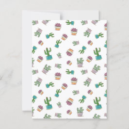 Postal Suculento acuarela y patrón de planta de cactus