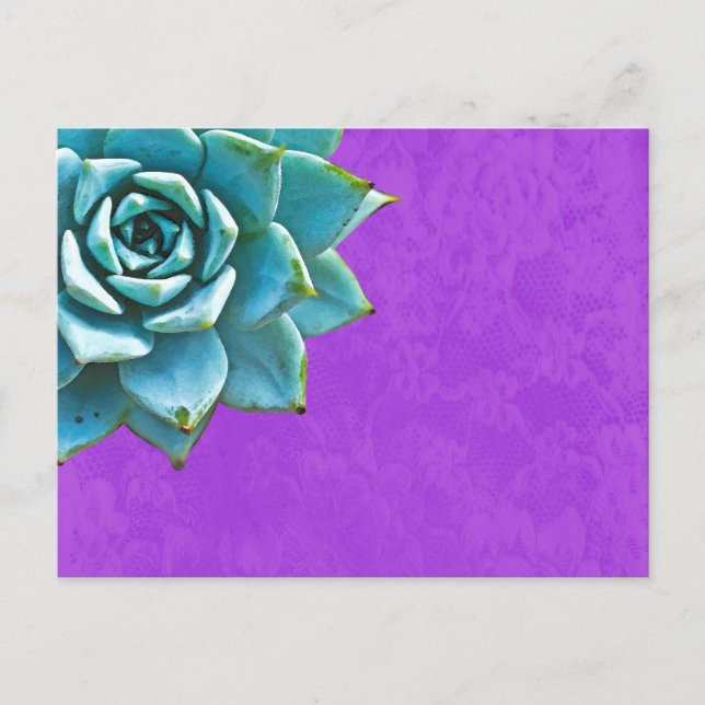 Postal Suculento color de agua morado encaje (Anverso)