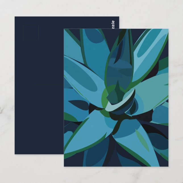 Postal Suculentos Cactus Agave Azul (Anverso / Reverso)