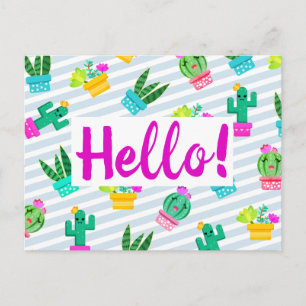 Postal Suculentos Kawaii y Cactus
