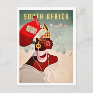 Postal Sudáfrica, mujer africana, viajes de aerolíneas vi
