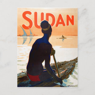 Postal Sudán, pesca tradicional, viaje vintage