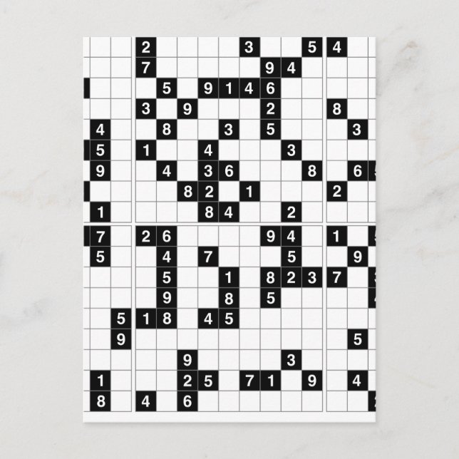 Postal sudoku blanco negro (Anverso)