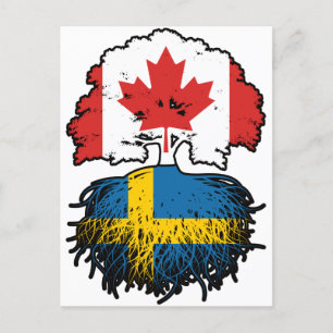 Postal Suecia Bandera sueca canadiense de raíces de árbol