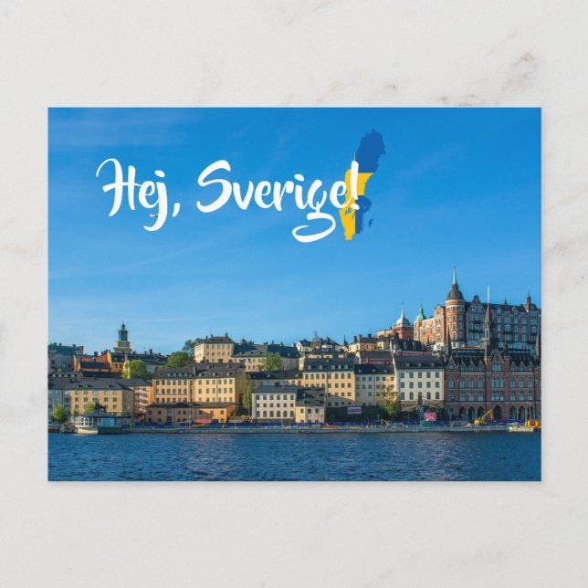 Postal Suecia Estocolmo Hej Sverige Posttravesía (Anverso)