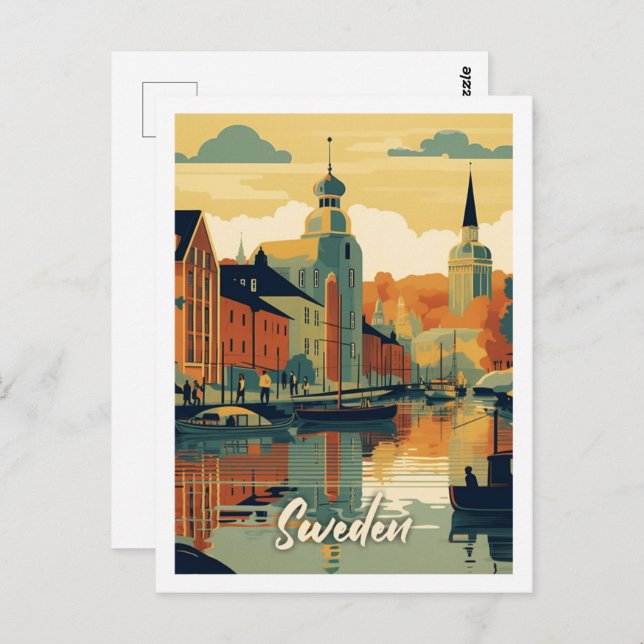 Postal Suecia Famosa Viaje de Vintage (Anverso / Reverso)