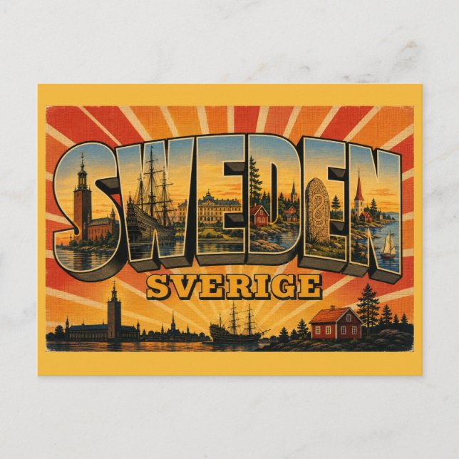 Postal Suecia País Vintage  (Anverso)