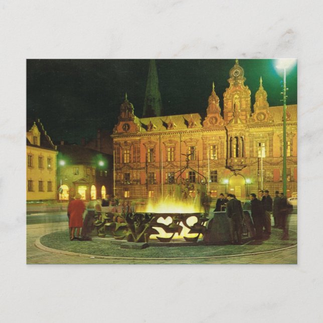 Postal Suecia vintage, Malmo, Ayuntamiento (Anverso)