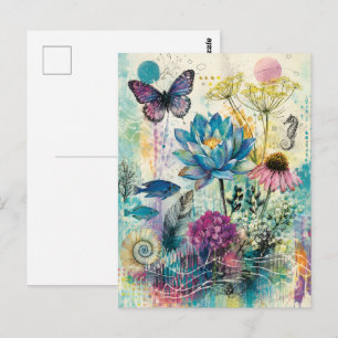 Postal Sueño Acuático Floral Vibrante