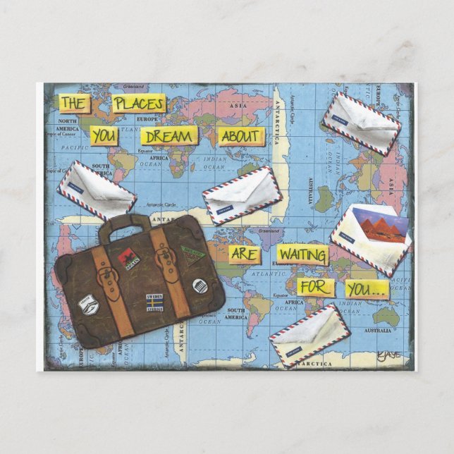 Postal Sueño con el viaje - ilustraciones de las técnicas (Anverso)