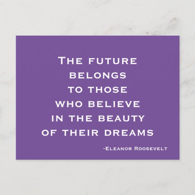 Postal Sueño, Cree, Motivacional Púrpura y Blanco (Anverso)