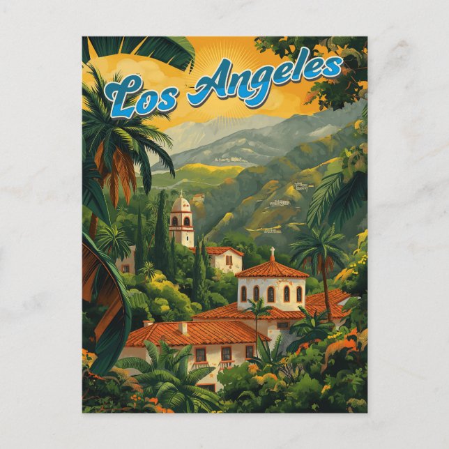 Postal Sueño de California: Los Angeles Retro Travel (Anverso)
