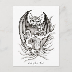Postal Sueño de medianoche - demonios al estilo tatuaje