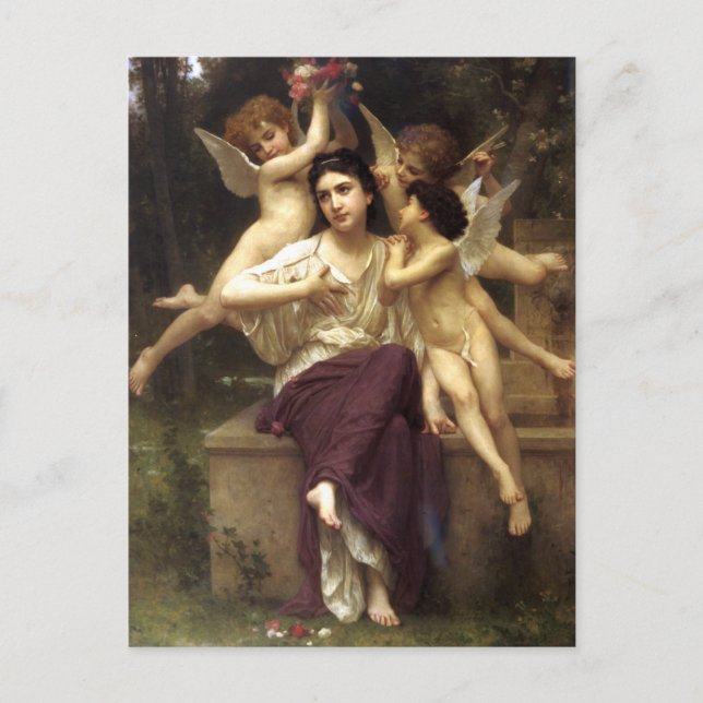 Postal Sueño de primavera por William-Adolphe Bouguereau (Anverso)