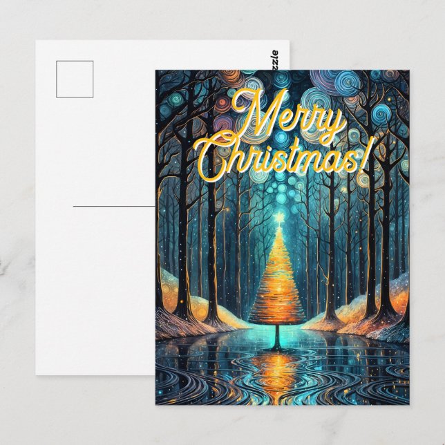 Postal Sueño feriado irlandés 🎄 brillante árbol navideño (Anverso / Reverso)
