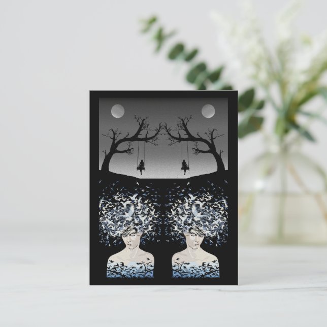 Postal Sueños a la Luz de la Luna: Libertad y Soledad (Anverso de pie)