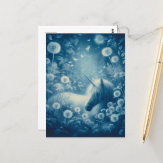 Postal Sueños de Cyanotype Dandelion Unicorn