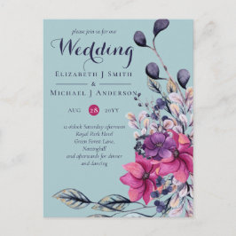 Postal Sueños de Fuchsia coordinan sabio y rosa profundo