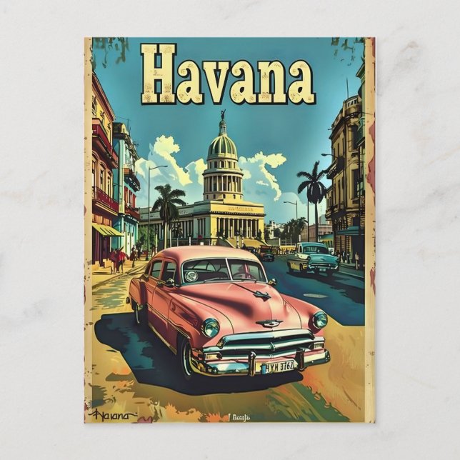 Postal Sueños de La Habana: Coche Antiguo (Anverso)