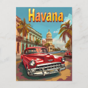 Postal Sueños de La Habana: Un crucero en un auto vintage