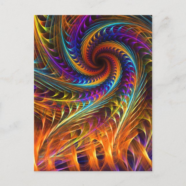 Postal "Sueños de noria" - Resumen de arte fractal espira (Anverso)