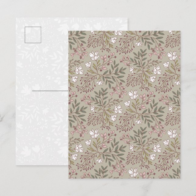 Postal Sueños de Pradera Floral Arte Botánico de Flores S (Anverso / Reverso)