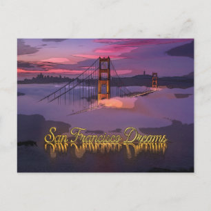 Postal "Sueños de San Francisco" Puesta de sol del puente