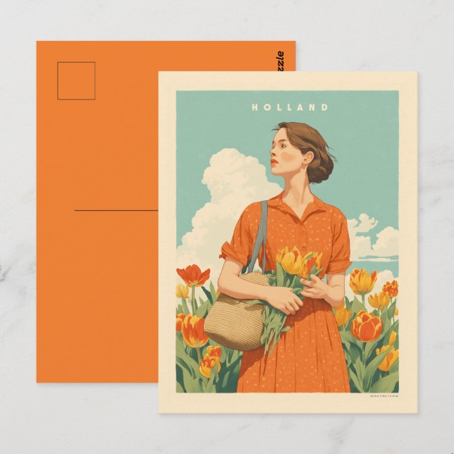 Postal Sueños de tulipán en Holanda (Anverso / Reverso)