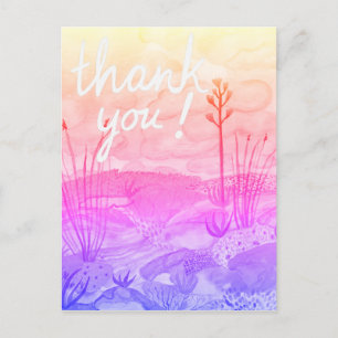 Postal Sueños del Desierto Acuarela Atardecer Nuevo Méxic