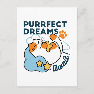 Postal Sueños Perfectos Esperan – Gato Dormido Soñador