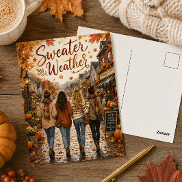 Postal Suéter de hojas de otoño clima vibraciones de otoñ