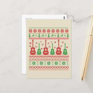 Postal Suéter navideño feo guitarra acústica