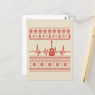 Postal Suéter navideño feo guitarra acústica