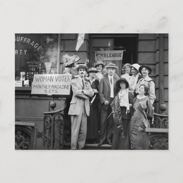 Postal Sufragettes y sus hombres, 1913 (Anverso)