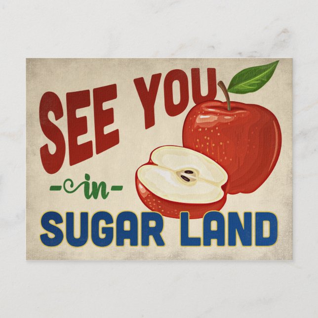 Postal Sugar Land Texas Apple - Viajes de cosecha (Anverso)