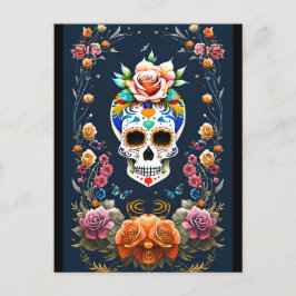 Postal Sugar Skull Art - Celebrar la vida