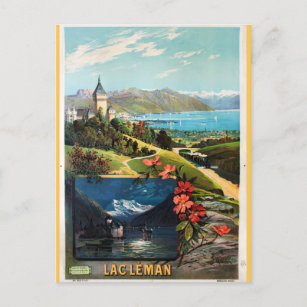 Postal Suiza de Vintage Francia Lago Leman